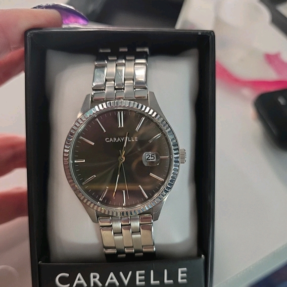 Caravelle Silver Watch with Black Dial - Picture 3 of 8